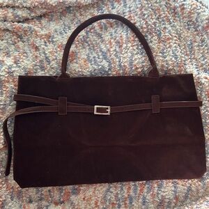 Elegant Brown Faux Suede Tote Bag
